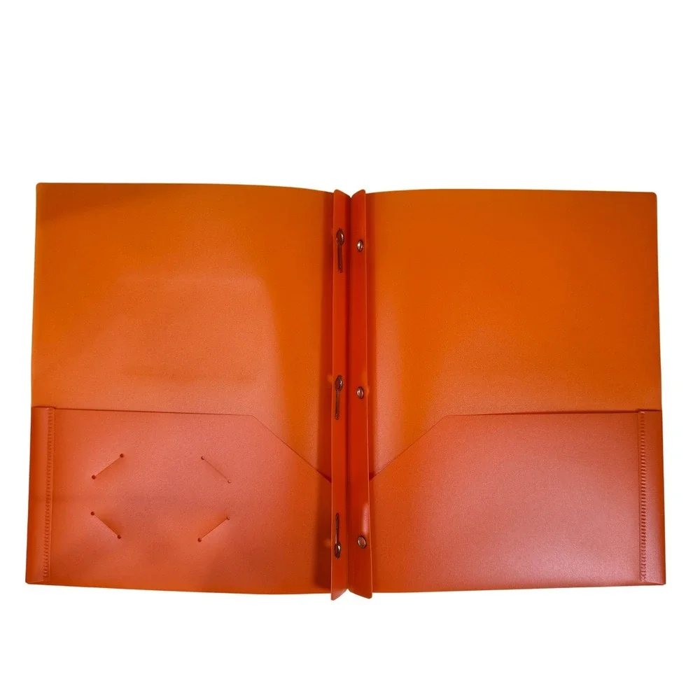 4 Pack Plastic 2 Pocket Folders with 3 Prongs Multi Color Poly Portfolio Set